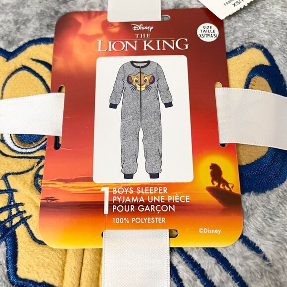 Disney The Lion King Simba Kids Boys Sleeper Zippered Fleece XS 4/5 - Picture 2 of 16
